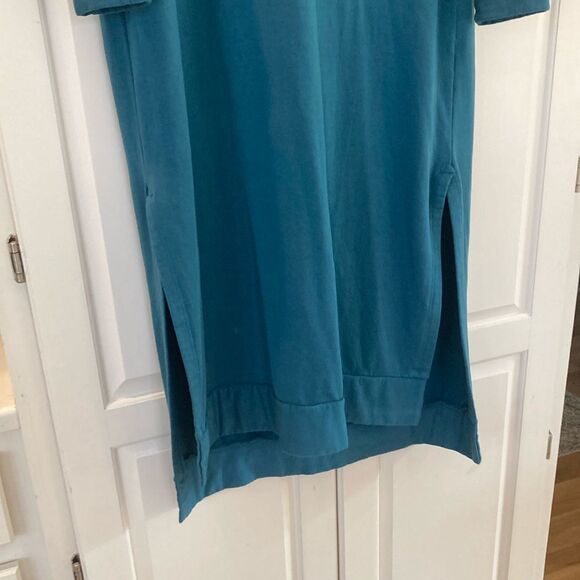 Stateside Teal Softest Fleece Hooded Midi Dress Kangaroo Pocket - Picture 5 of 9